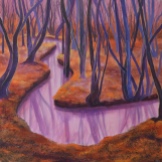Stream in Abbots Wood - mixed media on canvas. FOR SALE